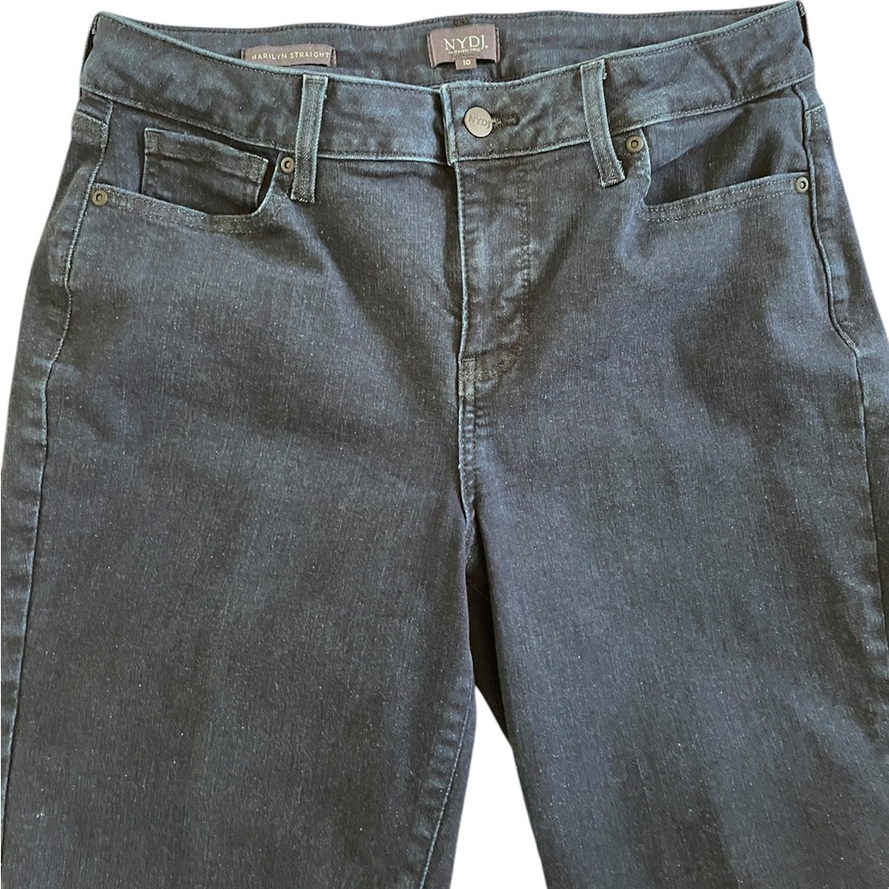NYDJ MARILYN STRAIGHT LEG JEANS DARK NAVY WASH Size 10 Never Worn Like New - Picture 3 of 14